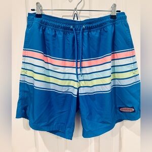 Vineyard Vines Blue Multicolor Striped Swim Trunks